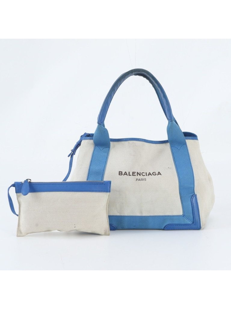 Balenciaga Pouch Navy Cabas Leather Tote Shoulder Hand